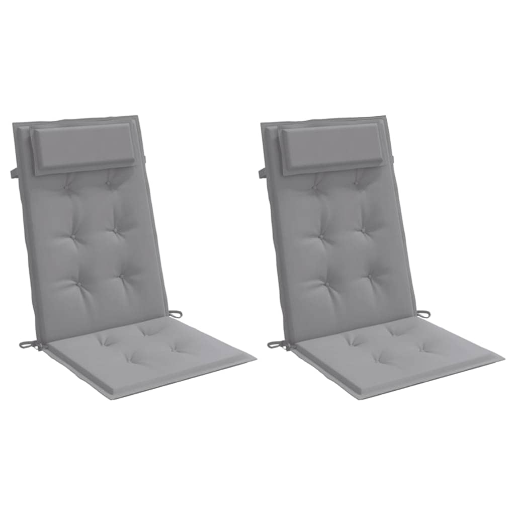 VidaXL coussins de chaise 2 pcs dossier haut tissu oxford gris