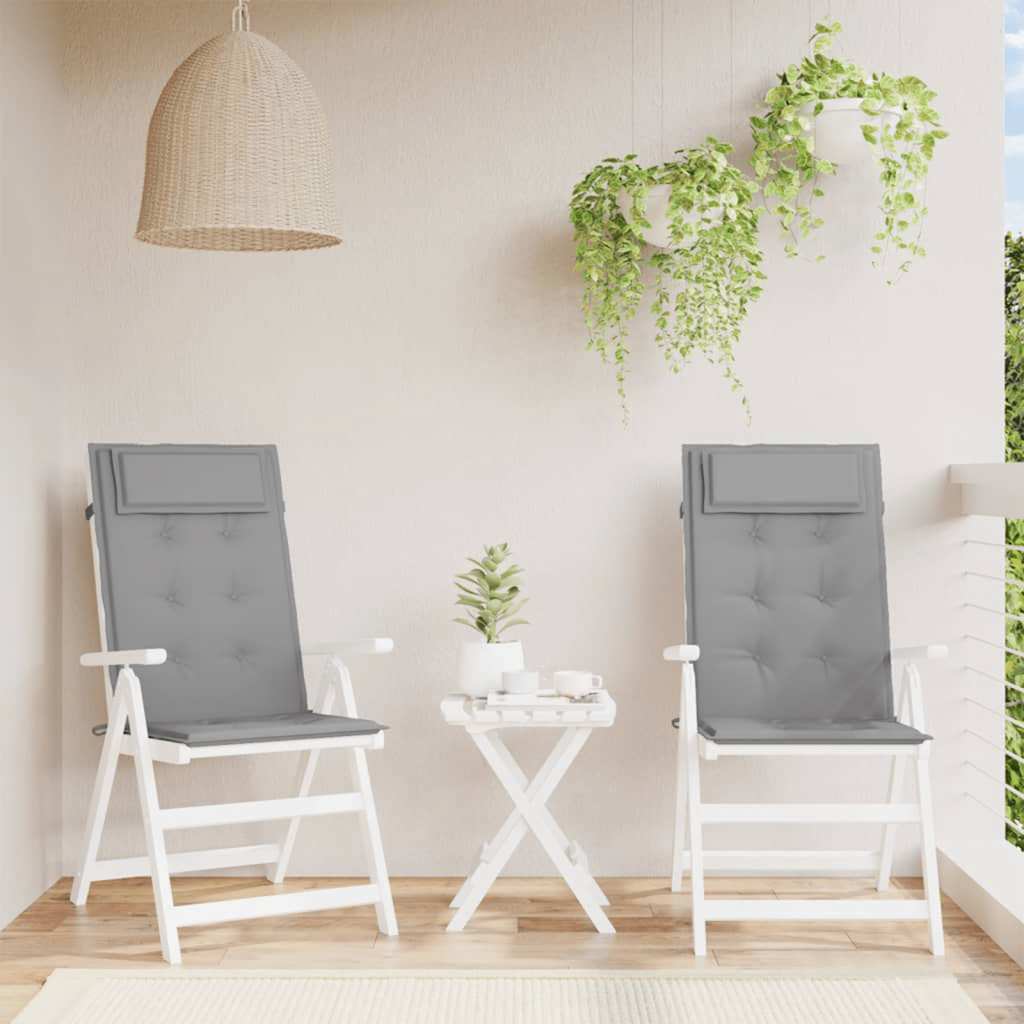 VidaXL coussins de chaise 2 pcs dossier haut tissu oxford gris