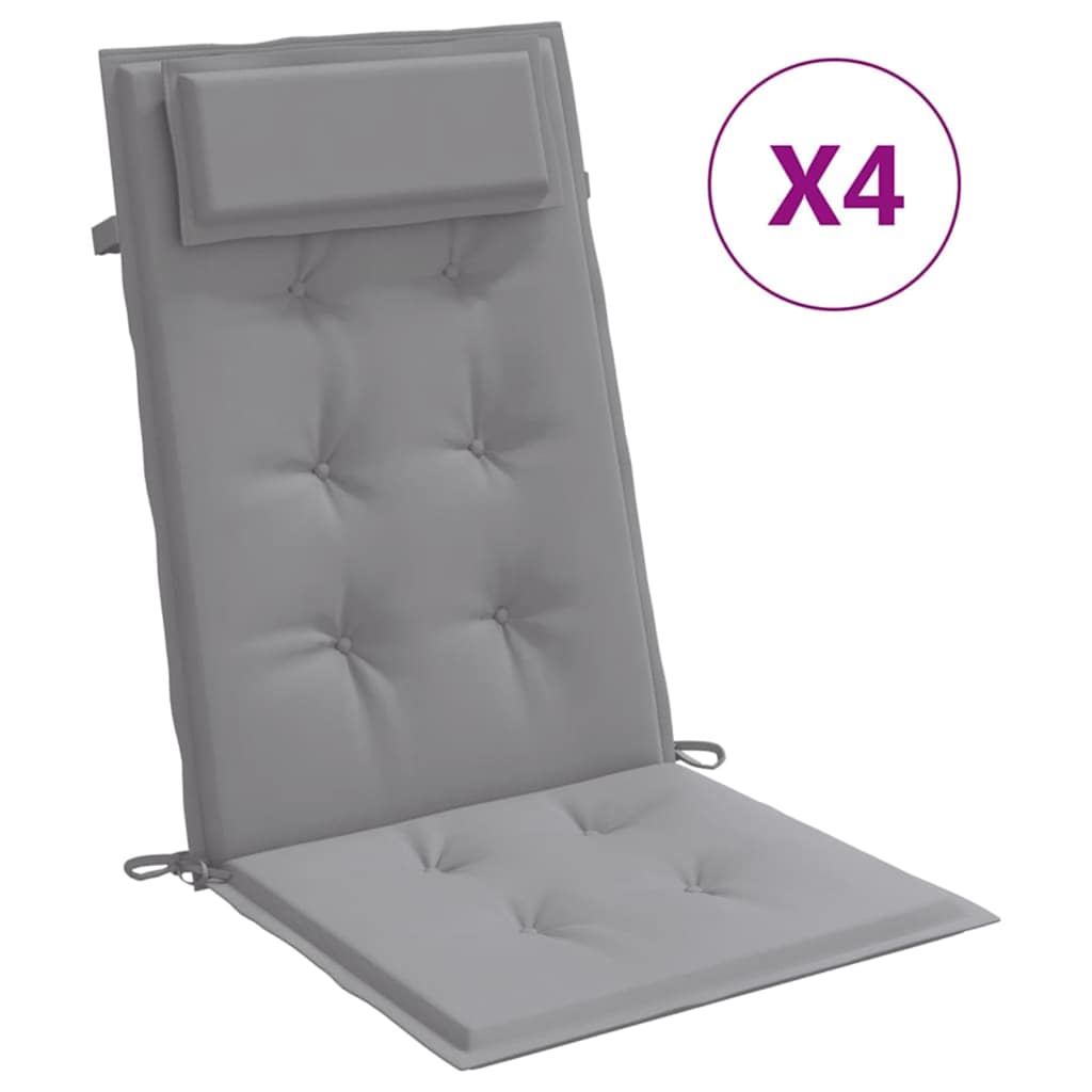 VidaXL coussins de chaise 4 pcs dossier haut tissu oxford gris
