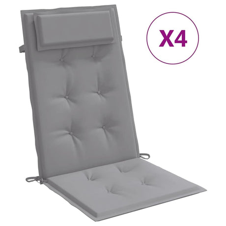 VidaXL coussins de chaise 4 pcs dossier haut tissu oxford gris