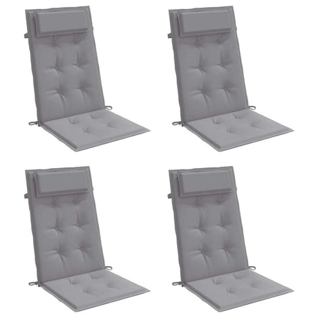 VidaXL coussins de chaise 4 pcs dossier haut tissu oxford gris