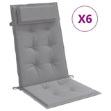 VidaXL coussins de chaise 6 pcs dossier haut tissu oxford gris
