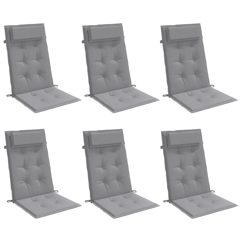 VidaXL coussins de chaise 6 pcs dossier haut tissu oxford gris