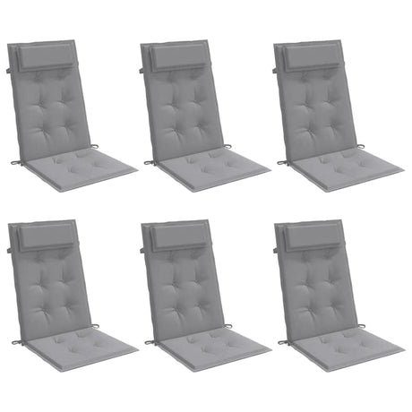 VidaXL coussins de chaise 6 pcs dossier haut tissu oxford gris