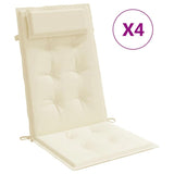 VidaXL coussins de chaise 4 pcs dossier haut tissu oxford couleur crème