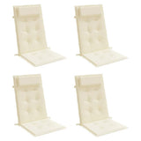 VidaXL coussins de chaise 4 pcs dossier haut tissu oxford couleur crème
