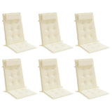 VidaXL coussins de chaise 6 pcs dossier haut tissu oxford couleur crème