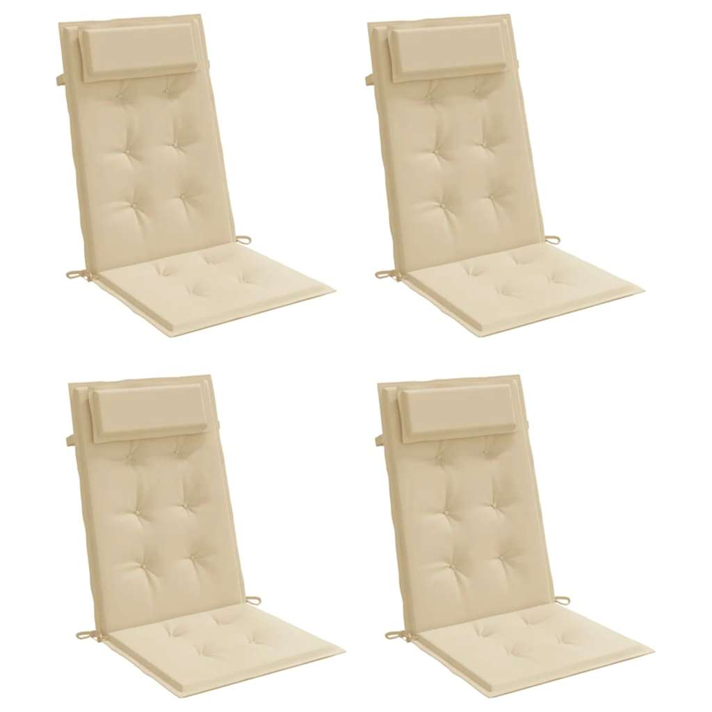 VidaXL coussins de chaise 4 pcs dossier haut tissu oxford beige