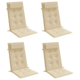 VidaXL coussins de chaise 4 pcs dossier haut tissu oxford beige