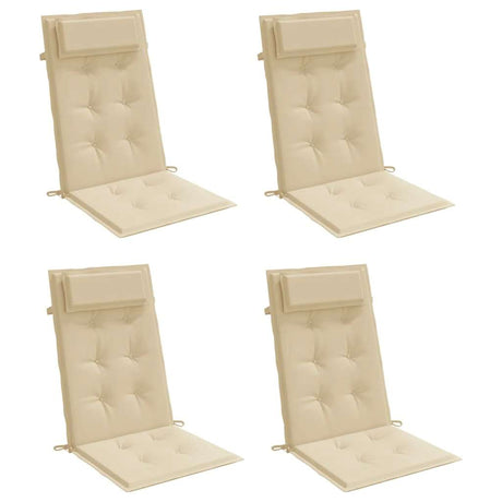 VidaXL coussins de chaise 4 pcs dossier haut tissu oxford beige