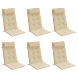 VidaXL coussins de chaise 6 pcs dossier haut tissu oxford beige