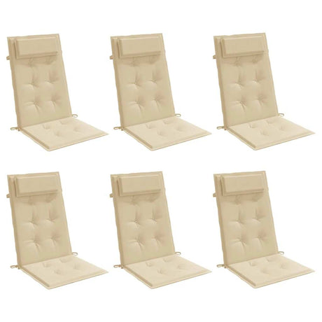 VidaXL coussins de chaise 6 pcs dossier haut tissu oxford beige