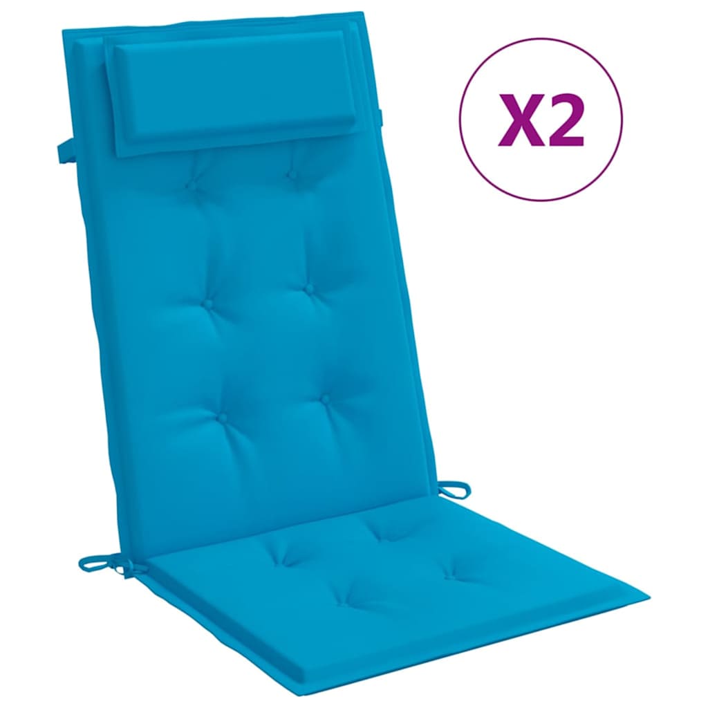VidaXL Coussins de chaise 2 pcs dossier haut tissu oxford bleu clair