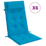 VidaXL coussins de chaise 6 pcs dossier haut tissu oxford bleu clair
