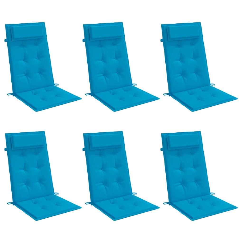 VidaXL coussins de chaise 6 pcs dossier haut tissu oxford bleu clair