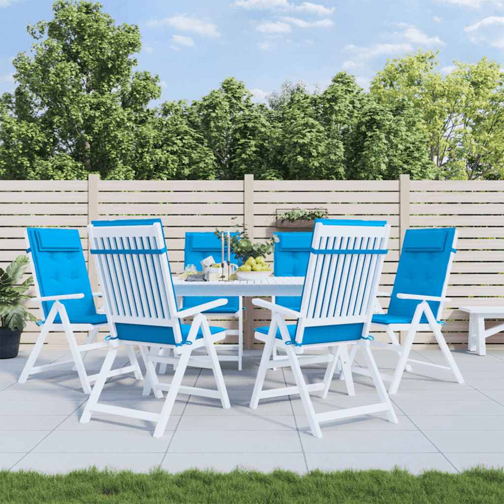 VidaXL coussins de chaise 6 pcs dossier haut tissu oxford bleu clair