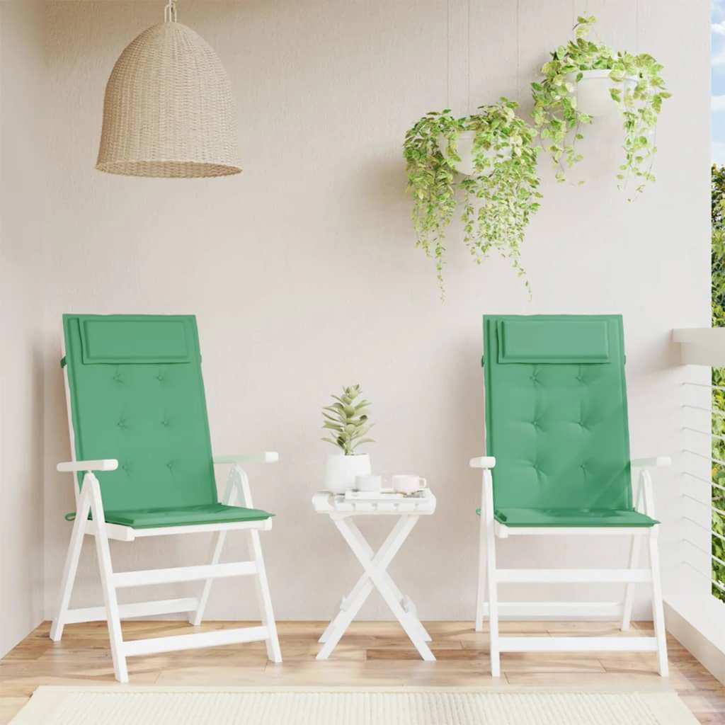 VidaXL coussins de chaise 2 pcs dossier haut tissu oxford vert