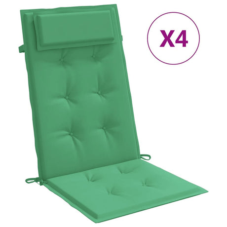VidaXL coussins de chaise 4 pcs dossier haut tissu oxford vert