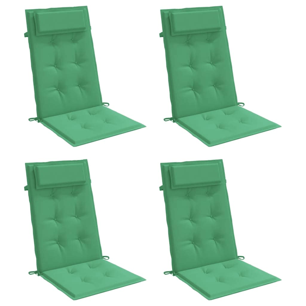 VidaXL coussins de chaise 4 pcs dossier haut tissu oxford vert