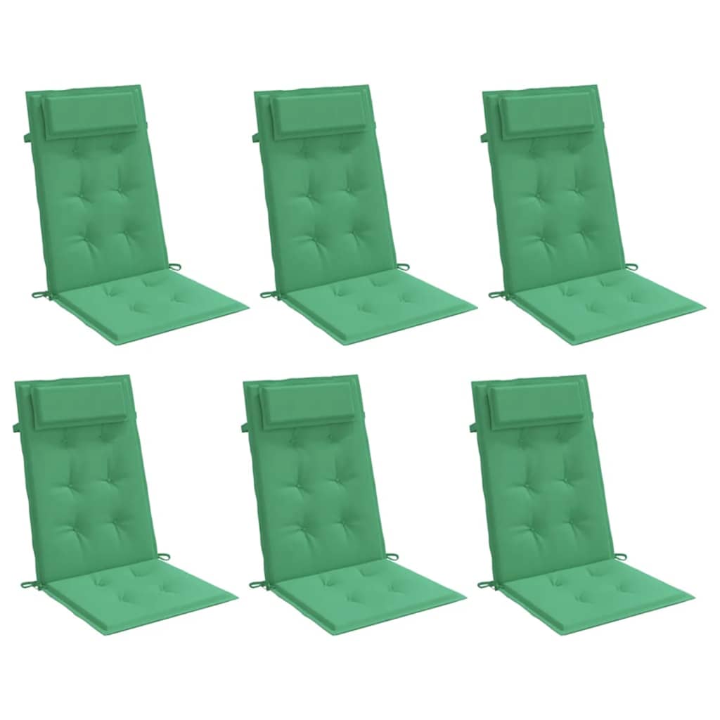 VidaXL coussins de chaise 6 pcs dossier haut tissu oxford vert