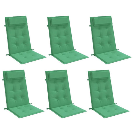 VidaXL coussins de chaise 6 pcs dossier haut tissu oxford vert