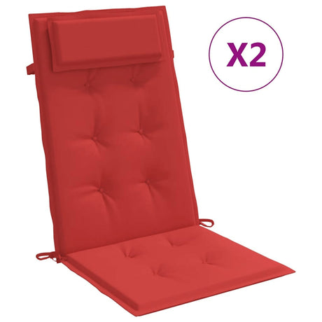 VidaXL coussins de chaise 2 pcs dossier haut tissu oxford rouge