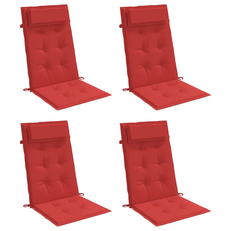 VidaXL coussins de chaise 4 pcs dossier haut tissu oxford rouge