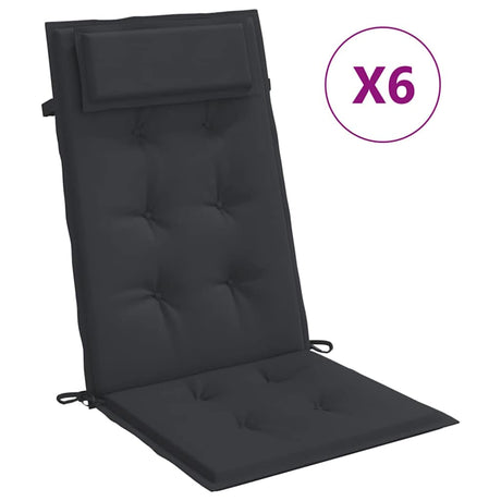 VidaXL Coussins de chaise 6 pcs dossier haut tissu oxford noir