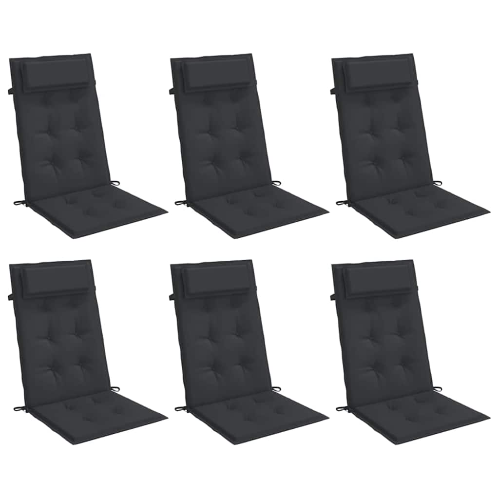 VidaXL Coussins de chaise 6 pcs dossier haut tissu oxford noir