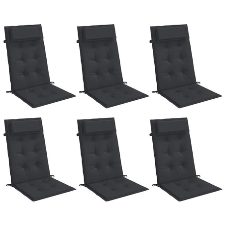 VidaXL Coussins de chaise 6 pcs dossier haut tissu oxford noir