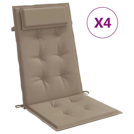 VidaXL Coussins de chaise 4 pcs dossier haut tissu oxford taupe