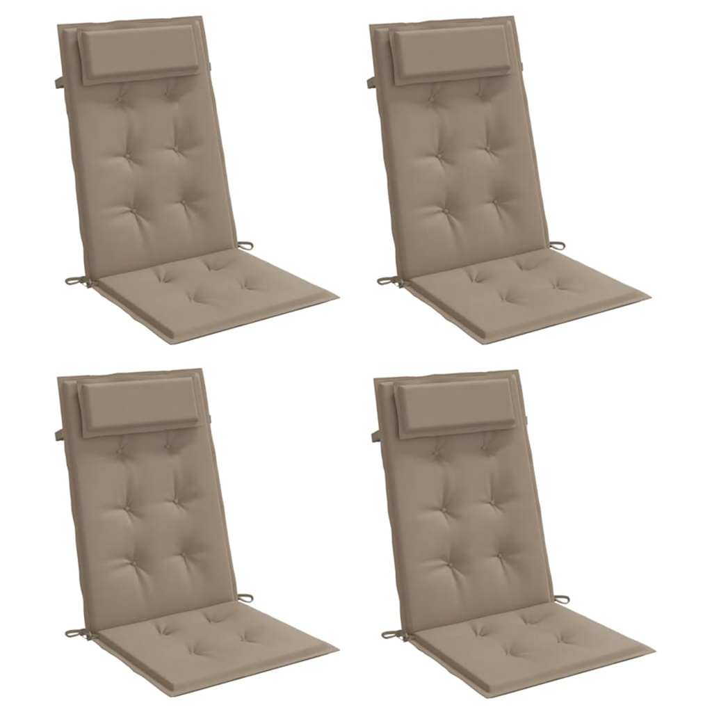 VidaXL Coussins de chaise 4 pcs dossier haut tissu oxford taupe