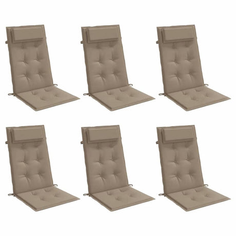 VidaXL Coussins de chaise 6 pcs dossier haut tissu oxford taupe