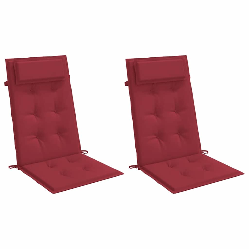 VidaXL Coussins de chaise 2 pcs dossier haut tissu oxford rouge vin