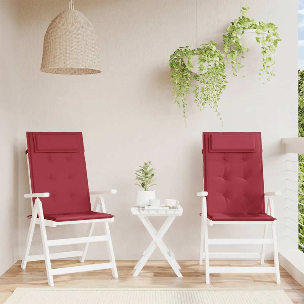 VidaXL Coussins de chaise 2 pcs dossier haut tissu oxford rouge vin