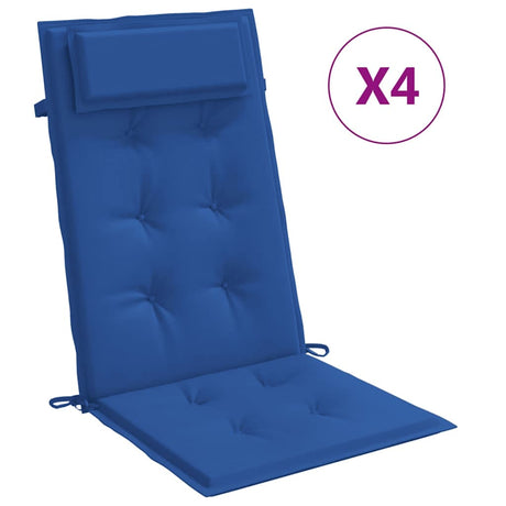 VidaXL coussins de chaise 4 pcs dossier haut tissu oxford bleu royal