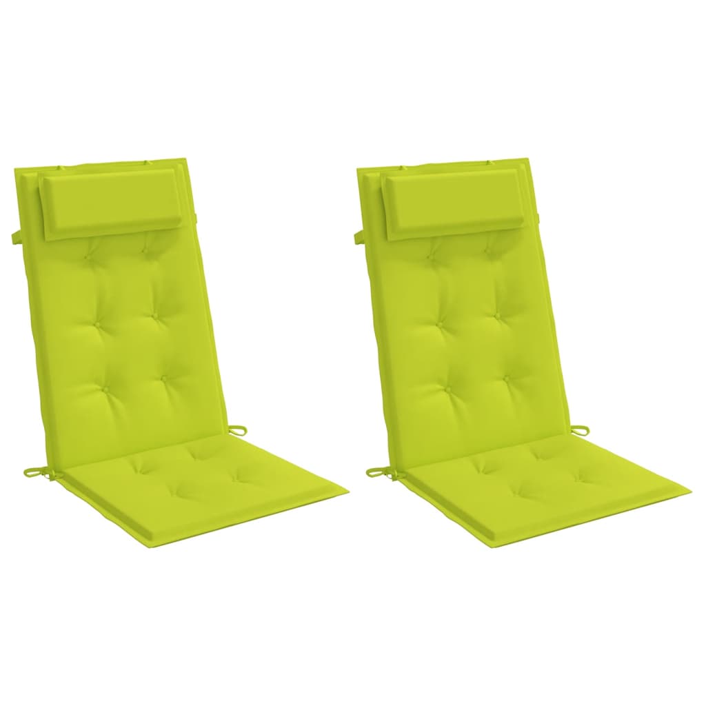 Cojines de silla de Vidaxl 2 st de la tela de oxford de espalda de altura verde brillante