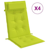 VidaXL coussins de chaise 4 pcs dossier haut tissu oxford vert vif