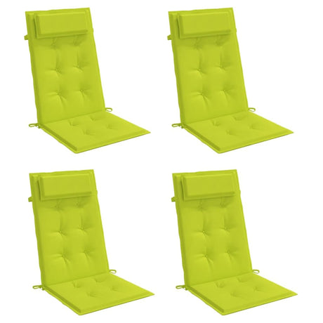 VidaXL coussins de chaise 4 pcs dossier haut tissu oxford vert vif