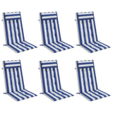 VidaXL coussins de chaise 6 pcs dossier haut tissu rayé oxford blanc et bleu