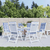 VidaXL coussins de chaise 6 pcs dossier haut tissu rayé oxford blanc et bleu