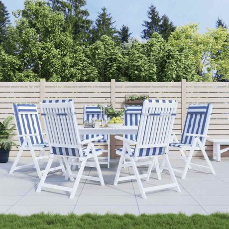 VidaXL coussins de chaise 6 pcs dossier haut tissu rayé oxford blanc et bleu