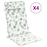 VidaXL coussins de chaise 4 pièces tissu oxford à motif de feuilles à dossier haut