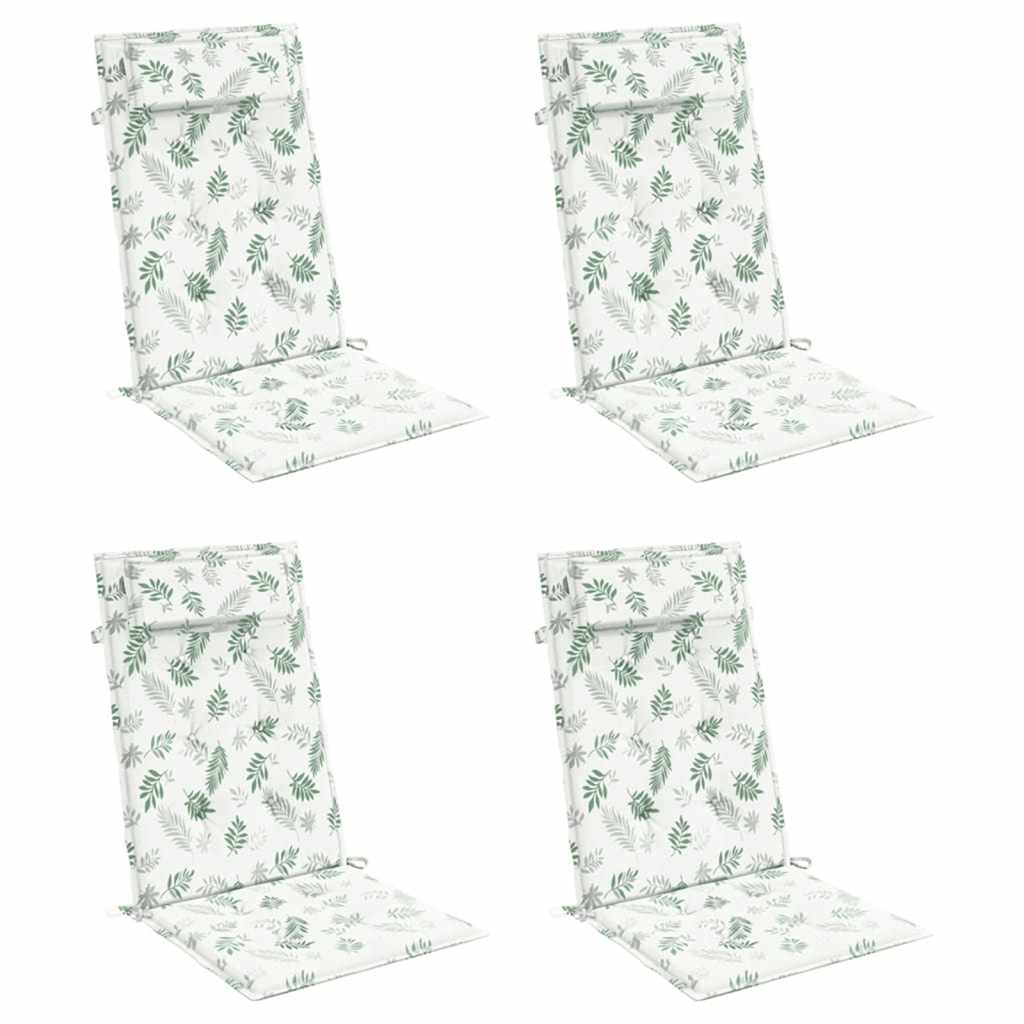 VidaXL coussins de chaise 4 pièces tissu oxford à motif de feuilles à dossier haut