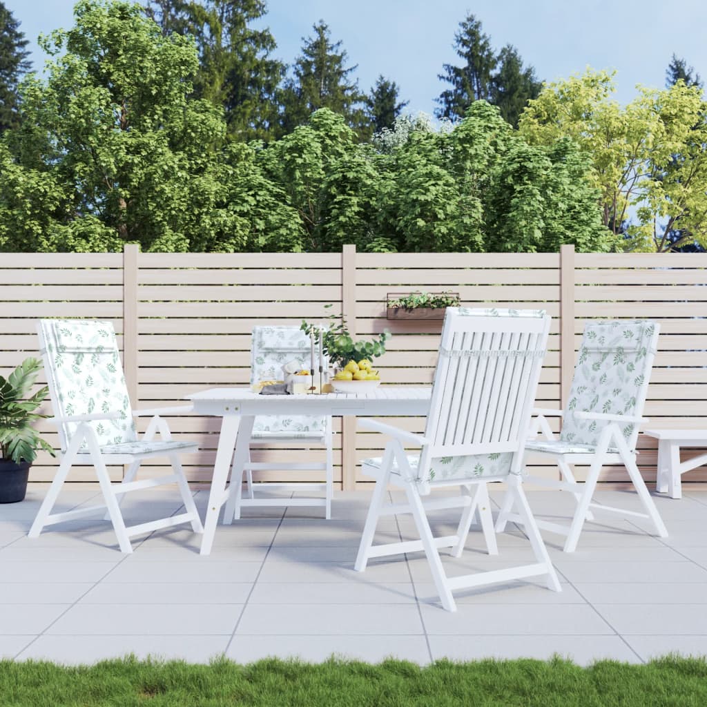 VidaXL coussins de chaise 4 pièces tissu oxford à motif de feuilles à dossier haut