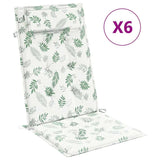 VidaXL coussins de chaise 6 pièces tissu oxford à motif de feuilles à dossier haut