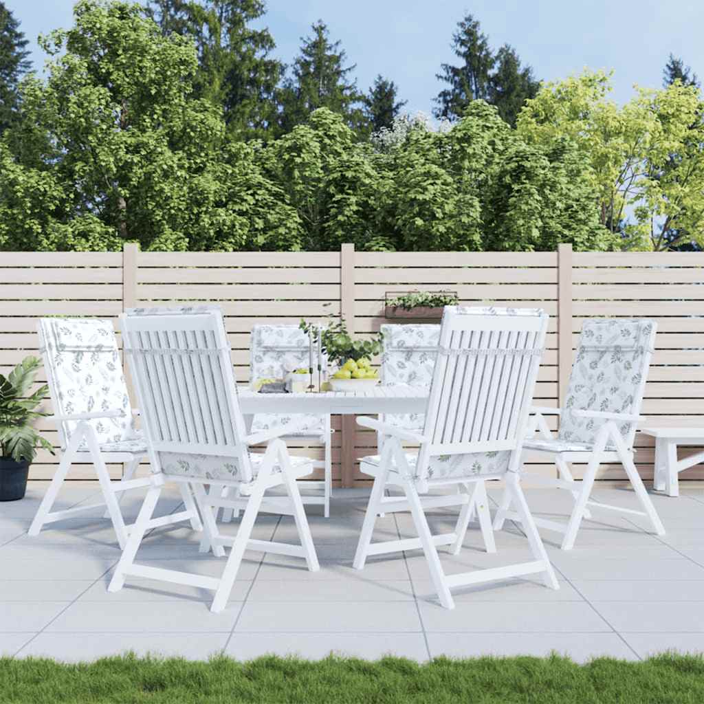 VidaXL coussins de chaise 6 pièces tissu oxford à motif de feuilles à dossier haut