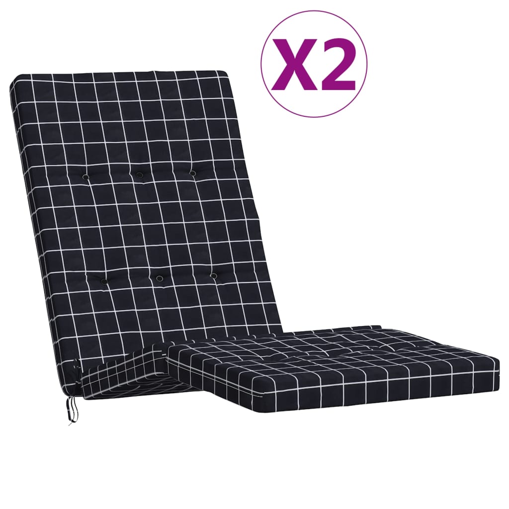 Vidaxx coussins de chaise de patio 2 pcs motif diamant tissu oxford noir