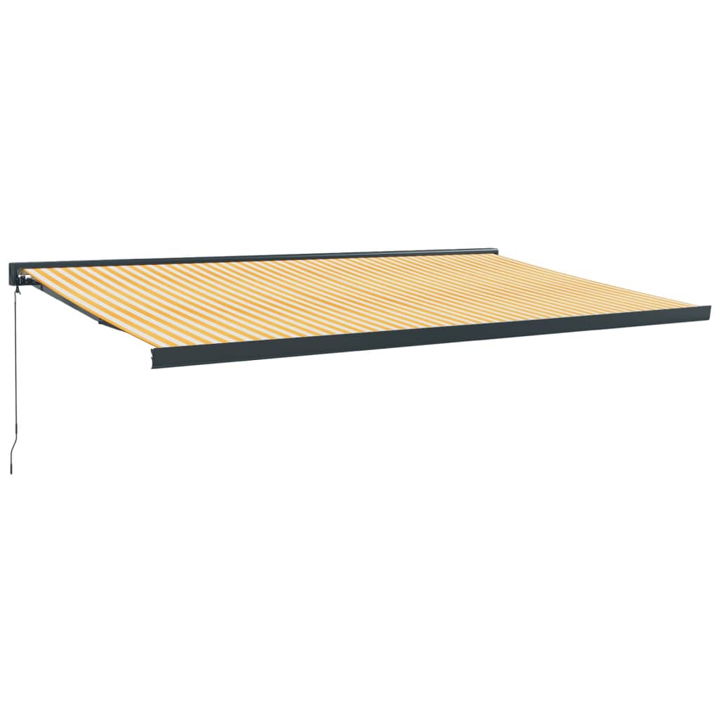 VidaXL Auvent extensible 5x3 m tissu et aluminium jaune et blanc