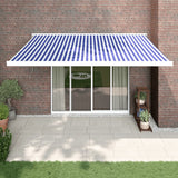 VidaXL Auvent extensible 4x3 m tissu et aluminium bleu et blanc